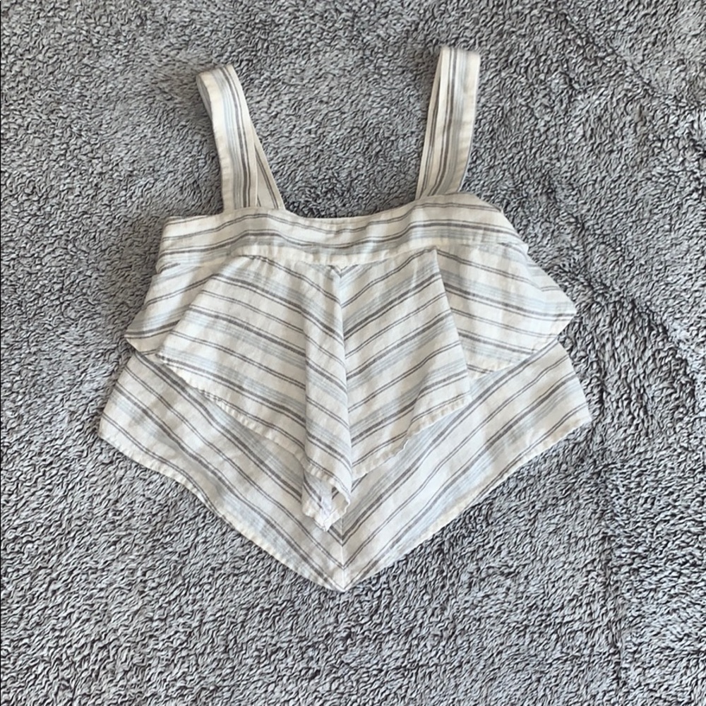BP White Striped Layered Crop Tank